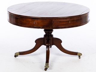 George III Style Mahogany Drum Table, 19th Century