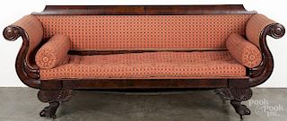Classical mahogany sofa, ca. 1835, 32 1/2'' h., 80'' w.