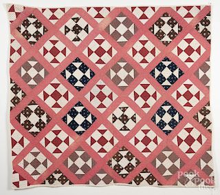 Nine patch quilt, early 20th c., 76'' x 68''.