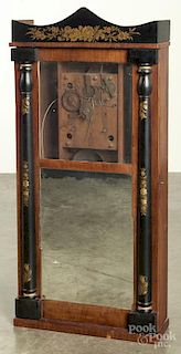 Austin Chittenden stenciled column and splat mantel clock, 35'' h.