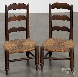 Pair of ladderback doll chairs, late 19th c., 20'' h.
