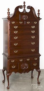 Kittinger Queen Anne style mahogany high chest, 89 1/2'' h., 36'' w.