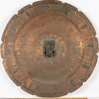 Inca Style Hammered Copper Charger, c. 1920s 