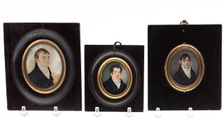 3 Portrait Miniatures of Gentlemen, 19th century
