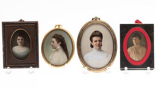 3 Portrait Miniatures of Women and Another, 19th C
