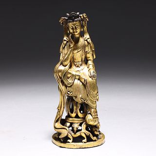 Chinese Gilt Bronze Seated Deity