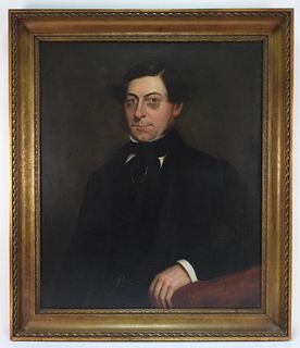 19C. American Gentleman Portrait Painting