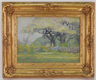 Frederick De Voll Apple Blossom Landscape Painting