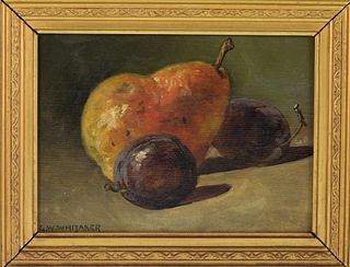 George Whitaker RI Pear & Plum Still Life Painting