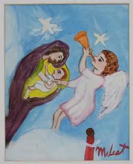 Myrtice West Mother and Child Folk Art Painting