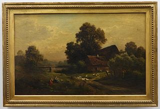 Carl Weber Romanticist Pastoral Landscape Painting