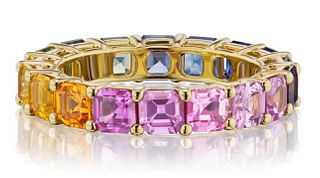 NATURAL FANCY COLOR SAPPHIRE ETERNITY BAND