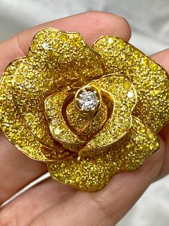 Sabbadini 18K Yellow Gold Yellow Diamond Brooch