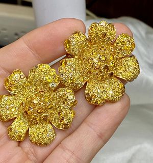 Fred Leighton 18K Gold Diamond Flower Earrings