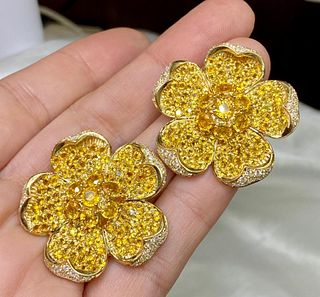 18K Yellow Gold Yellow Sapphire Earrings