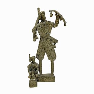 Vintage Gilt Brass Sculpture Of Byzantine Warrior