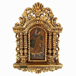 Antique Spanish School Religious Icon Oil / Canvas