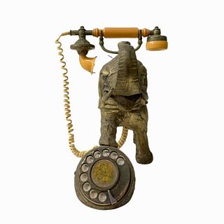 Vintage Gilt Brass Elephant Rotary Parlor Phone