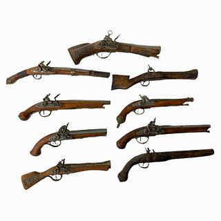 Lot of 9 Vintage Replica Antique Flintlock Pistols