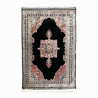 Persian Wool Floral Black Ground Rug 8' x 5'
