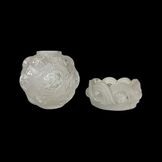 Lot Of 2 Lalique Crystal Cabinet And Desk Items