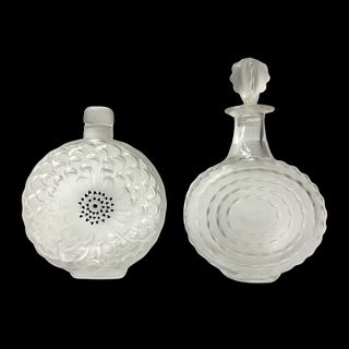 2 Lalique France Crystal Decanters With Stoppers