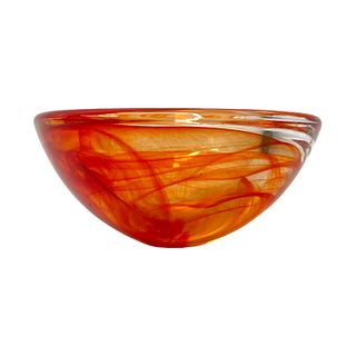 Heavy Kosta Boda Swirl Ruby Art Glass Candy Bowl