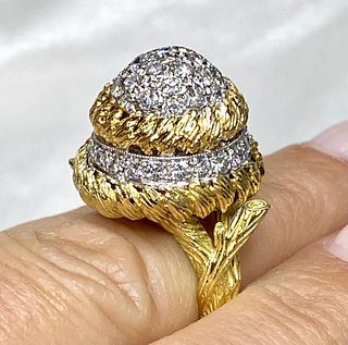 18K Yellow Gold Diamond Cocktail Ring