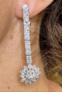 Antique 14K or 18K White Gold Diamond Earrings
