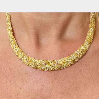 18K Yellow Gold Natural Color Diamond Necklace