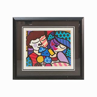 Romero Britto "The 3 Of Us" Signed Giclee Or Paper