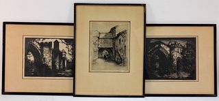 3 Donald Witherstine Architectural Woodcut Prints