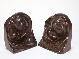 George Aarons Mother & Child Bronze Bookends