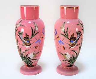 PR Dragonfly Bird Botanical Bristol Glass Vases