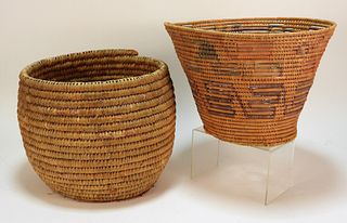2 North Eastern Maine Native American Coil Baskets