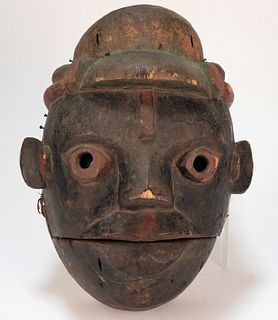 African Ogoni Tribe Carved Wood Elu Mask