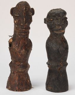 PR African Ekoi Tribe Carved Wood Puppet Figures