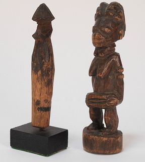 2PC African Carved Wood Fetish & Standing Figures