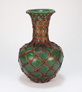 Japanese Green Baluster Form Ikebana Vase