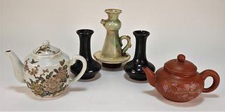 5PC Chinese Vase & Teapot Group