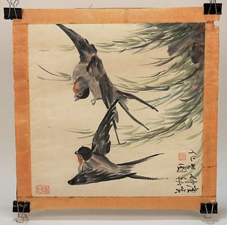 Chinese Avian Swallow Bird Watercolor Painting