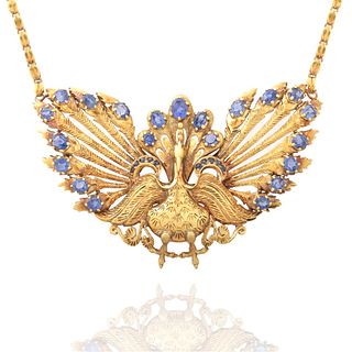 Ceylon Sapphire and 18K Pendant Necklace