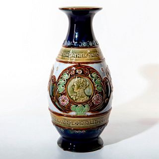 Doulton Lambeth Commemorative Vase, Edward VII, Alexandra