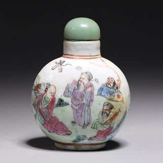 Antique Chinese Enameled Porcelain Snuff Bottle