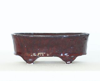 Chinese Flambe Glazed Porcelain Oval Brush Washer