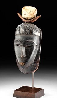 20th C. African Ivory Coast Guro Painted Wood Mask