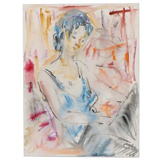 Murat Kaboulov Embellished Figural Watercolor Painting
