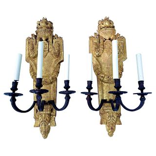 Pair of Italian Gilded Wood Sconces
