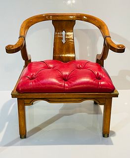 Asian Chair in Ox Blood Red Leather attb to James Mont