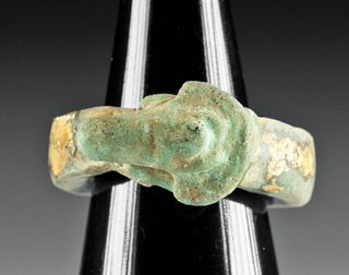 Ancient Egyptian Gilded Faience Ring